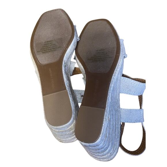 Lucky Brand Espadrille Wedges Heels Women's 10M Tan/gold Cloth Strap Open Toe - Picture 9 of 9